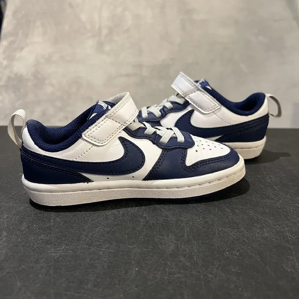 Nike Court Borough Low 2 Shoes Toddler Size 10.5C White Navy BQ5451-107
